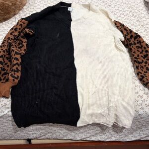 Two-Tone Leopard Sleeve Sweater dress